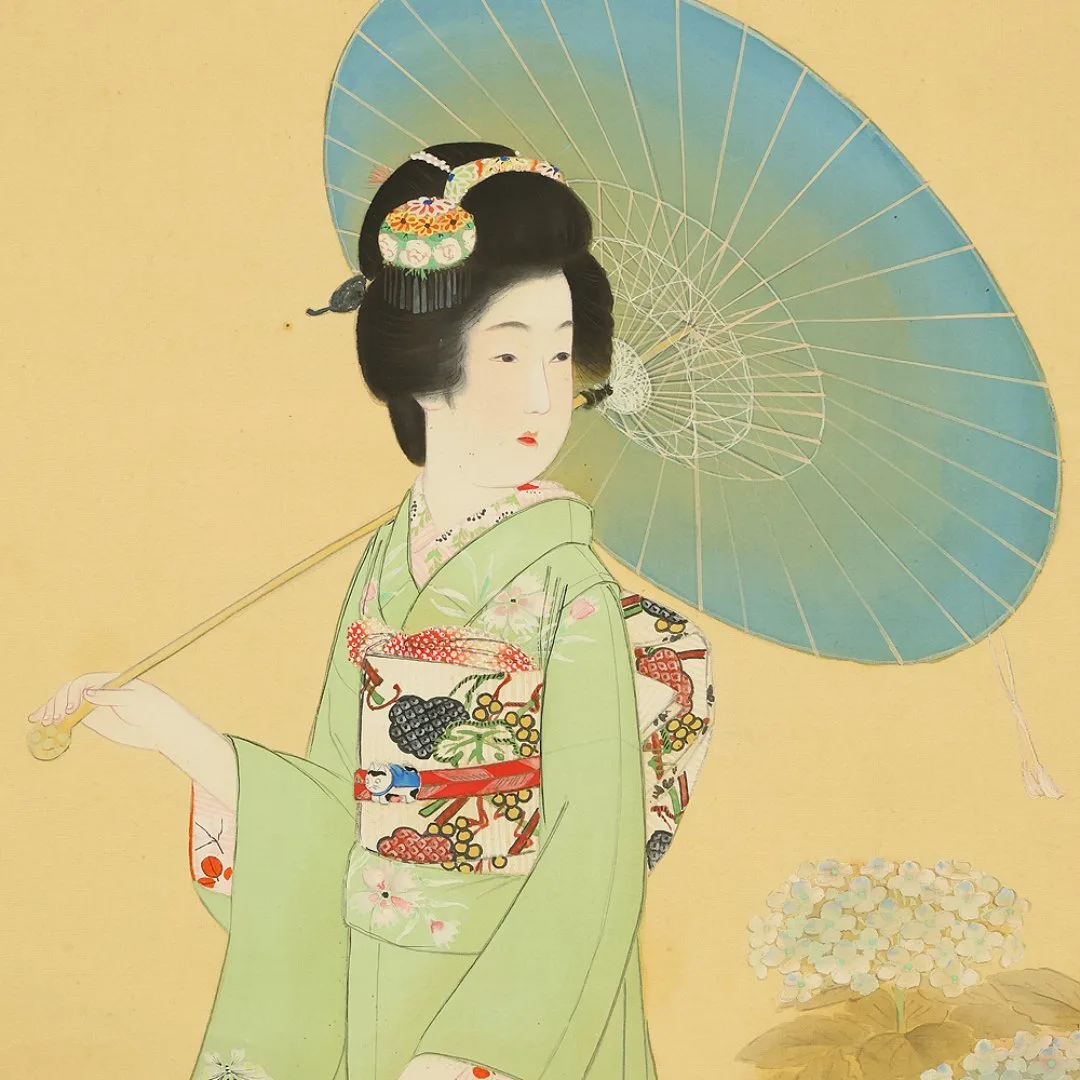 Silk Japanese painting